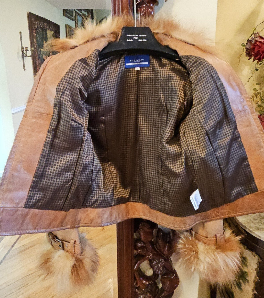 BURBERRY REAL RED FOX FUR JACKET  FOX COAT SIZE 38