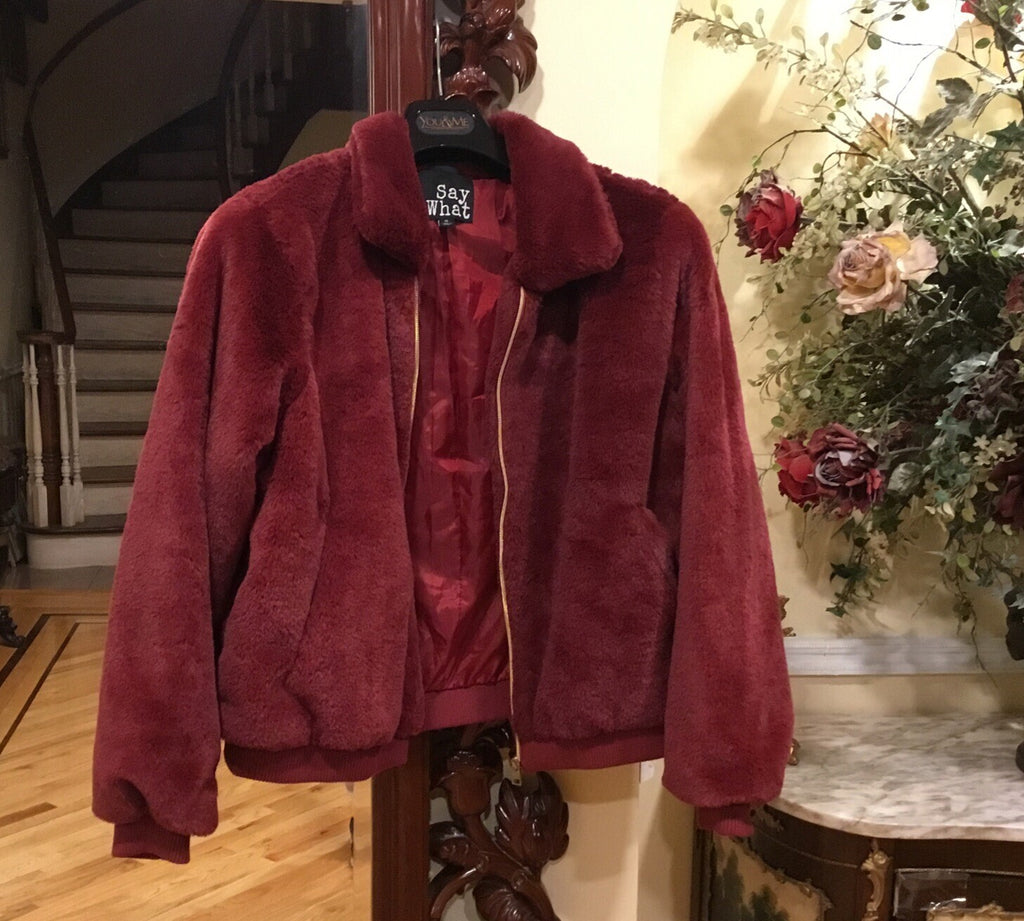 Artificial Fur Jacket, Long Sleeved Zippered Women's Jacket Soft Sz M